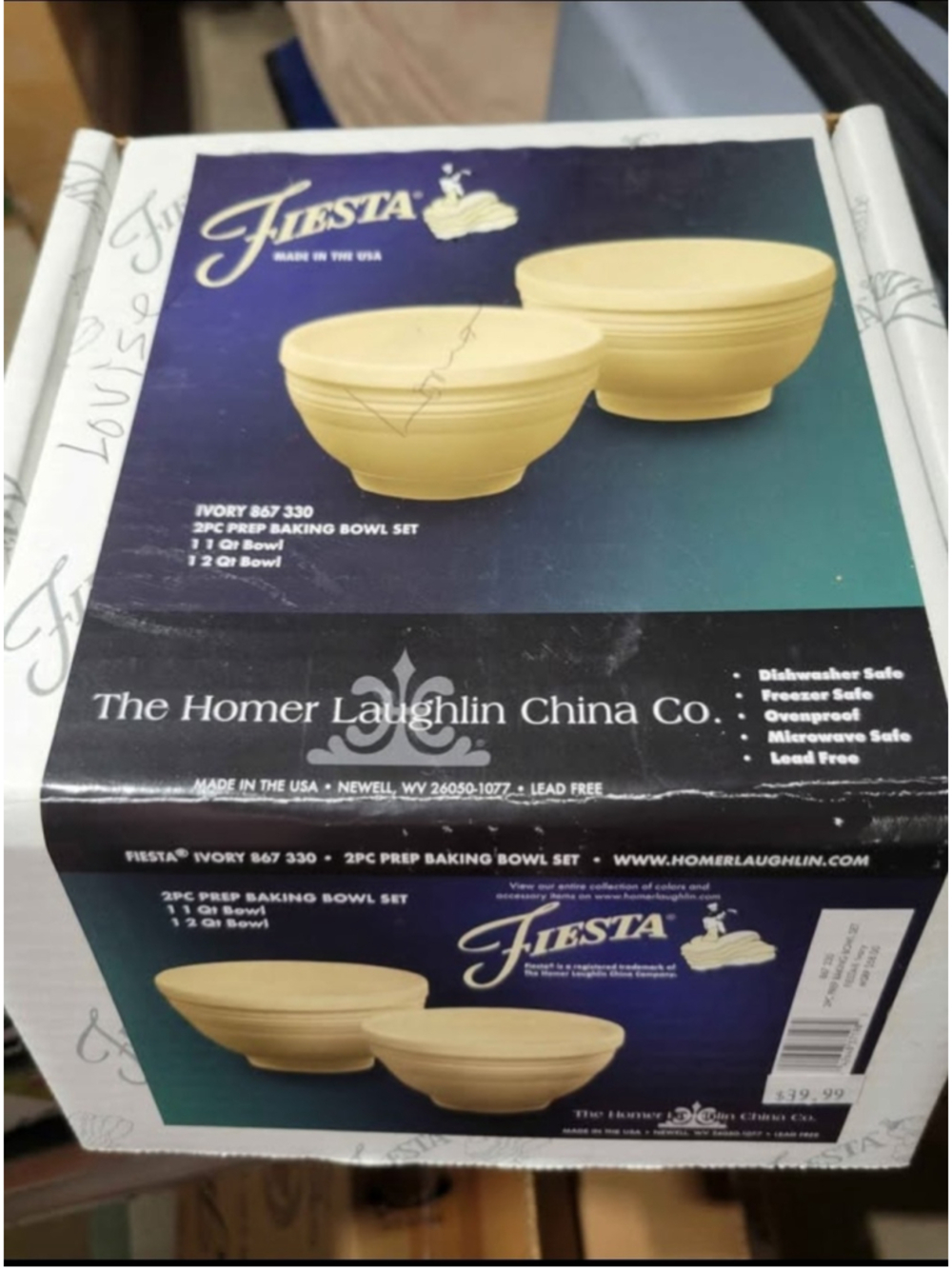 Fiesta Ware Ivory Prep Bowl Set 1 Qt & 2 Qt New in Box USA Retired Mixing Bowls
